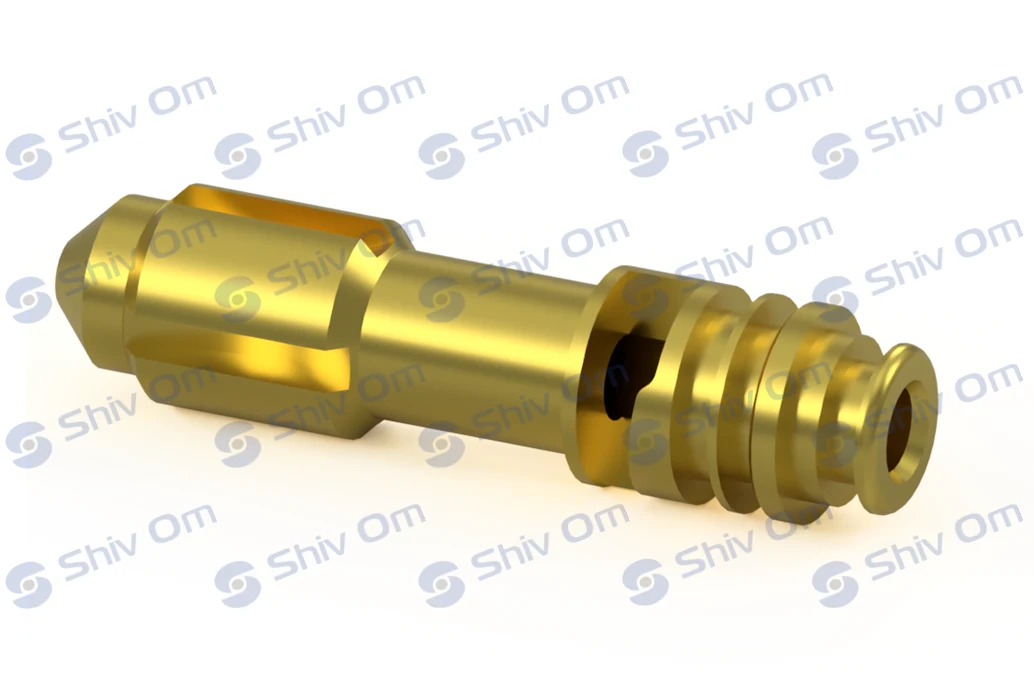 Custom threaded brass connector turned component