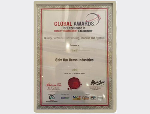Shiv Om Brass is awarded by Global Awards for Excellence in Planning, Process and System at Taj Lands End, Mumbai.