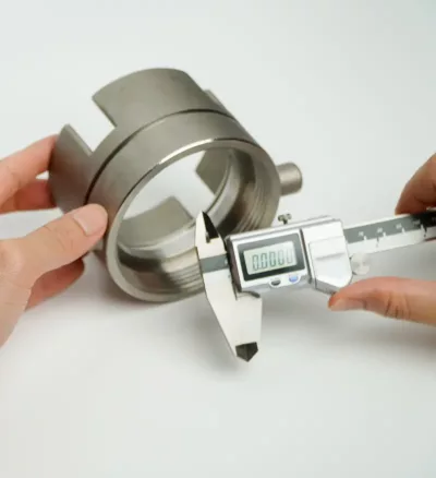 Quality inspection of precision machined component with digital caliper, Shiv Om E-Tec