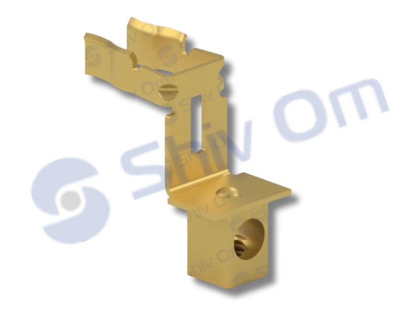Brass L bracket terminal for electrical panel and connector assemblies