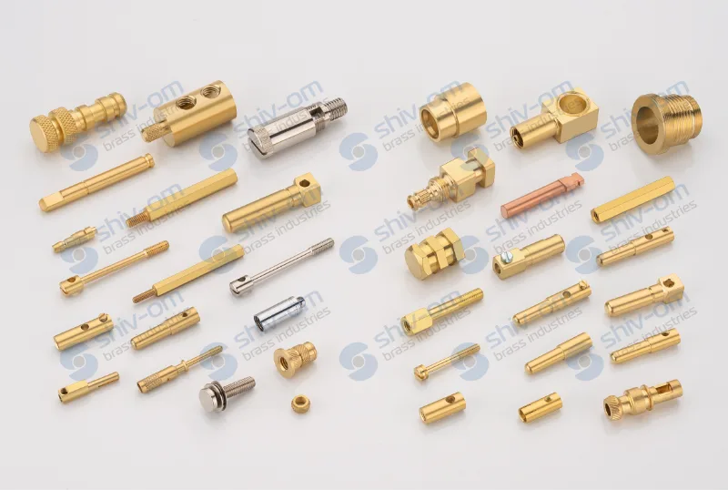 Brass contact pin and socket components for electrical connector assemblies