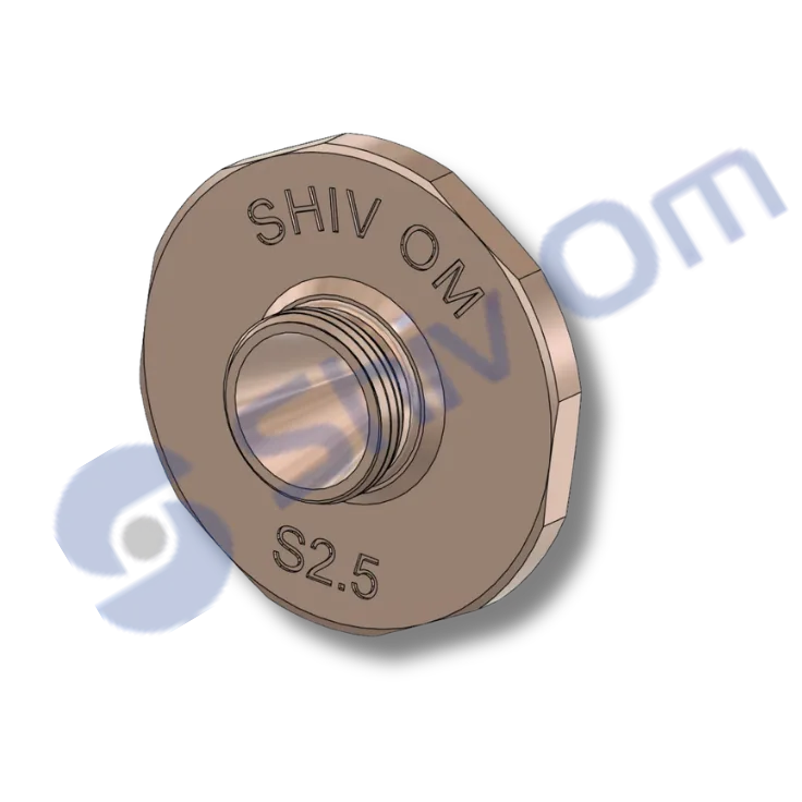 Copper laser nozzle S2.5, CNC machined precision component for industrial laser cutting machines