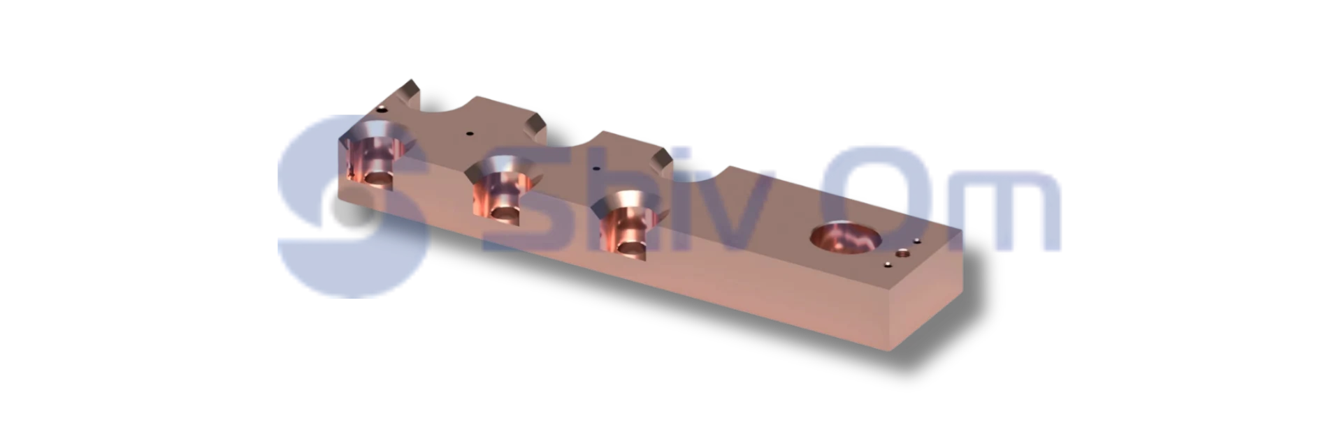 Copper manifold block with multiple ports, CNC machined precision component for fluid distribution systems
