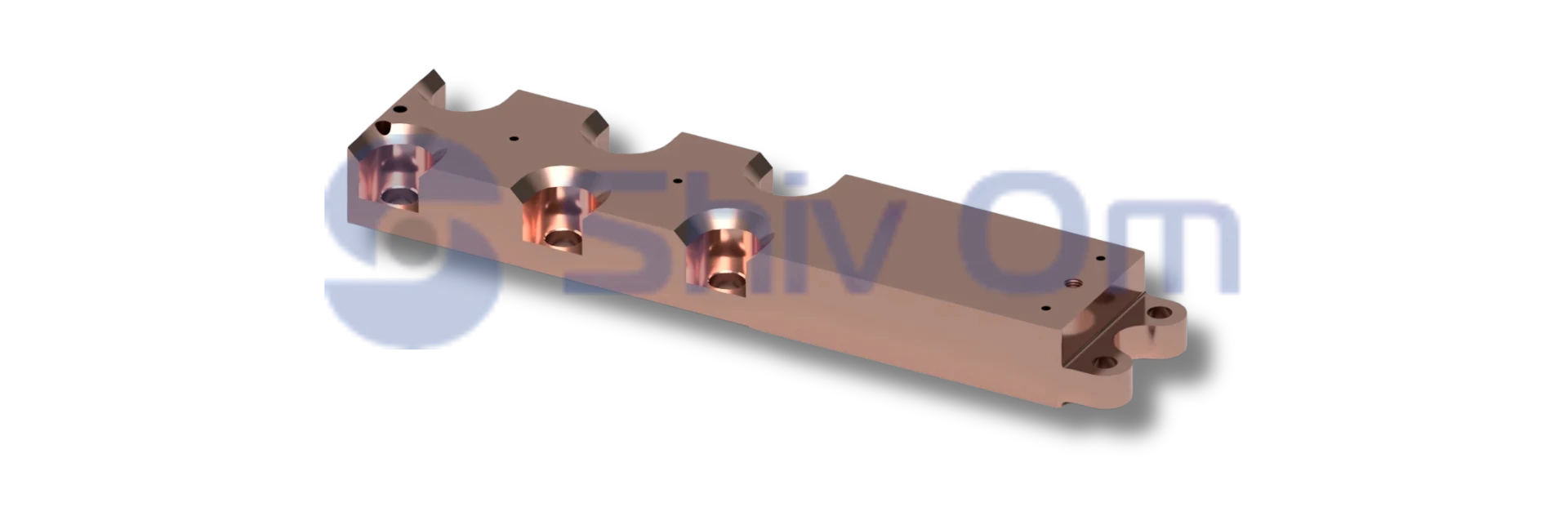 CNC machined copper mounting block, precision industrial component for mechanical assemblies