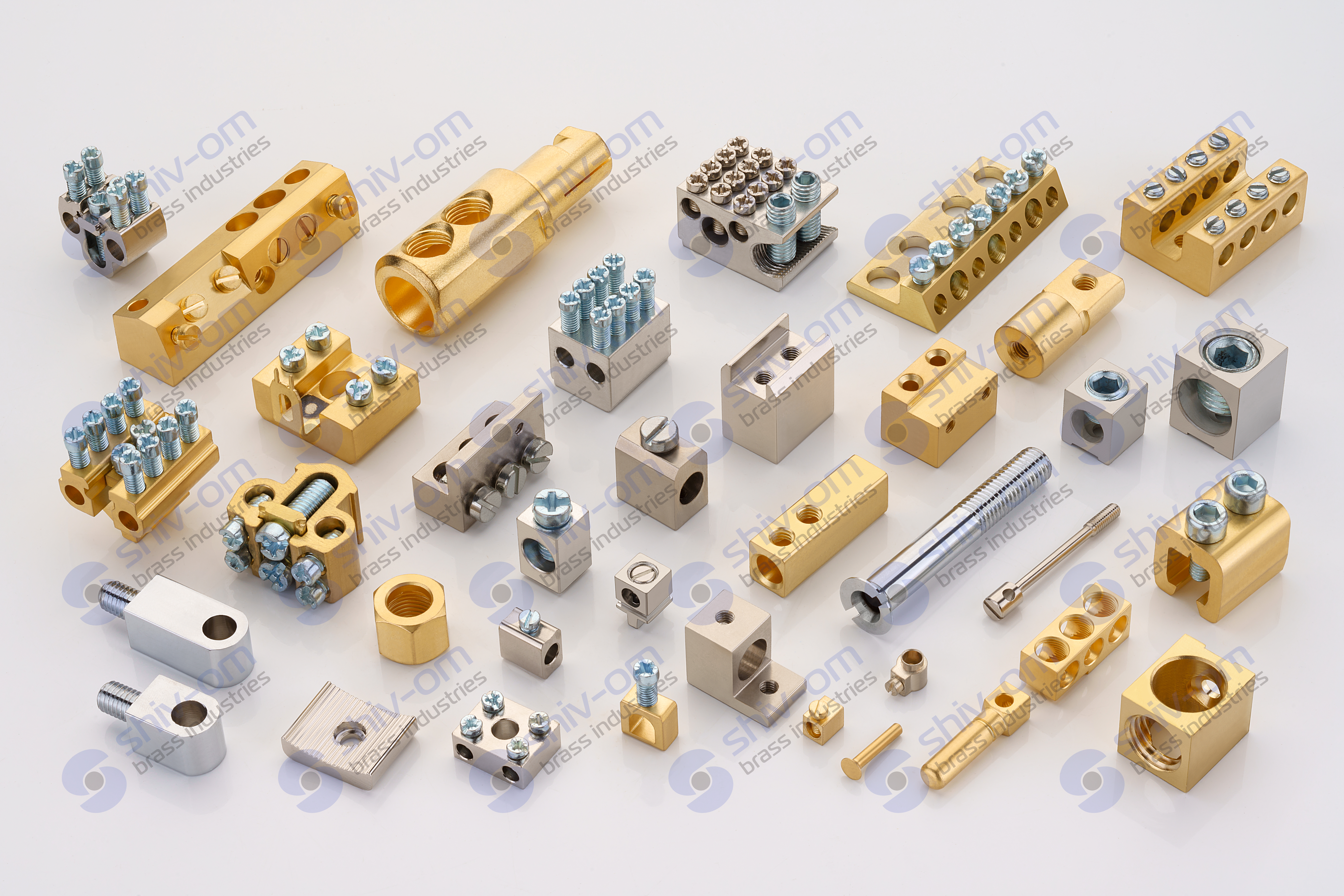 Brass terminal blocks, connectors, and electrical components for switchgear, panel boards, grounding, and industrial electrical applications