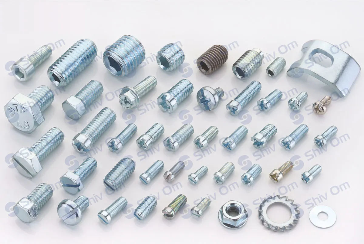 Industrial metal fasteners including screws, bolts, threaded inserts, washers, and precision fastening components for engineering and automotive applications