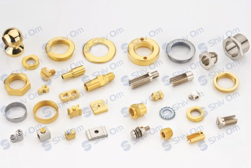 Precision miniature brass and metal components manufactured using CNC machining for industrial, electrical, and engineering applications