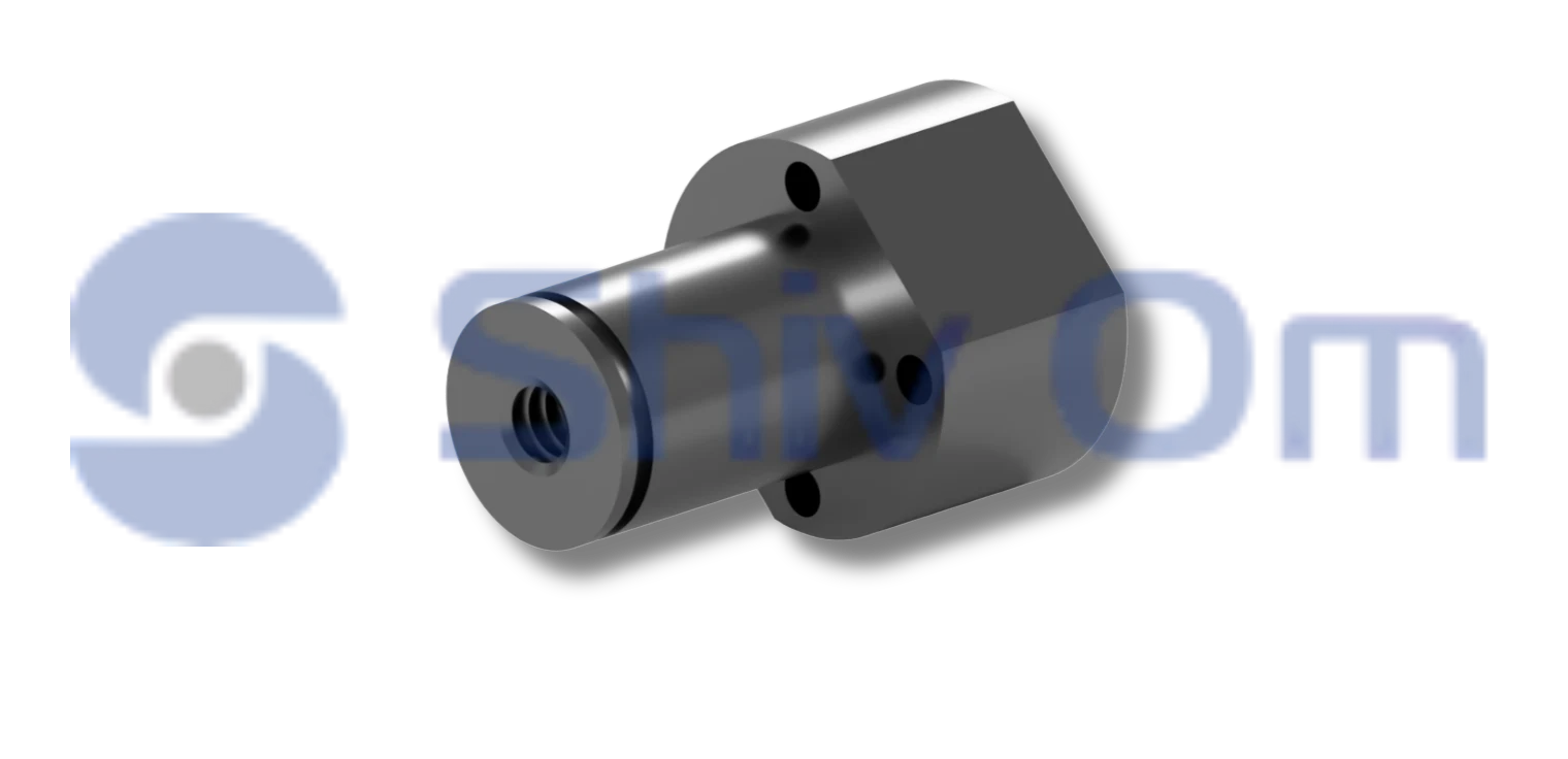 CNC machined stainless steel hydraulic connector fitting with precision holes