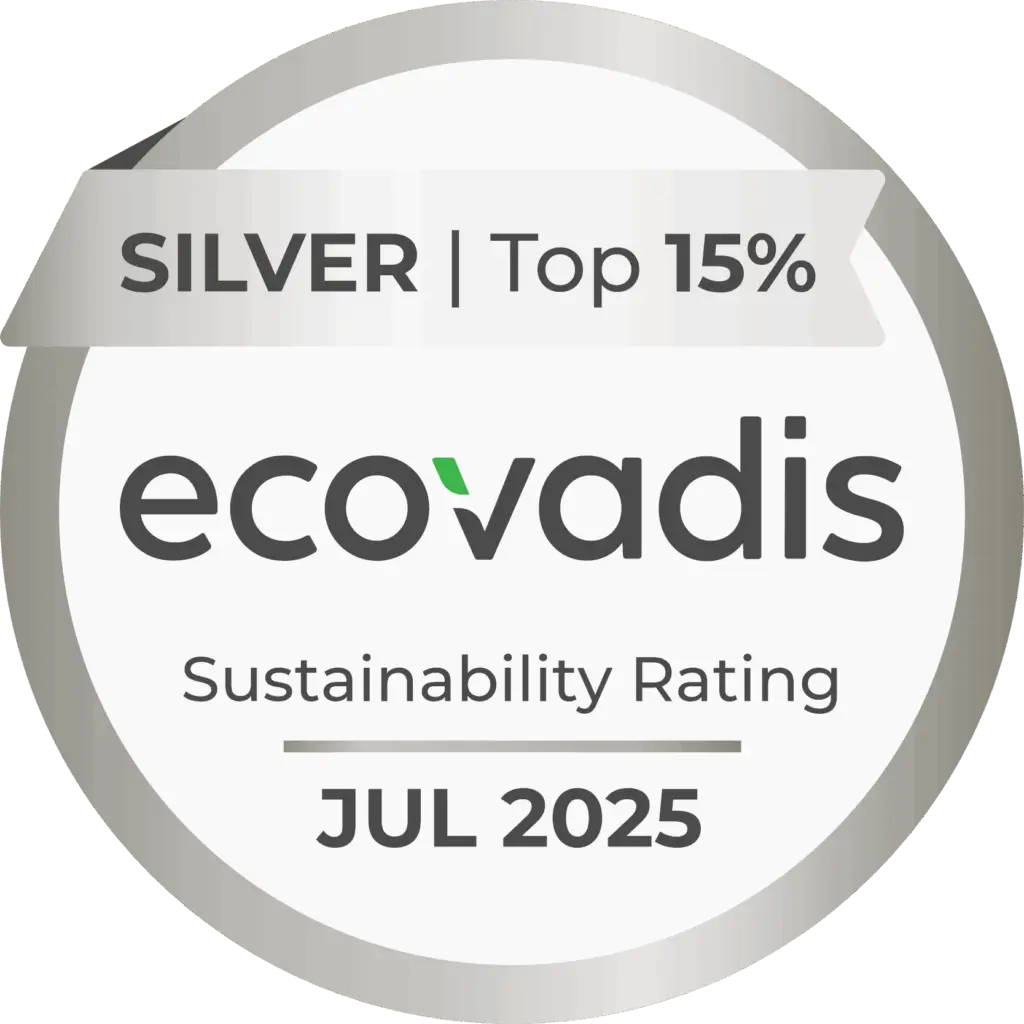 EcoVadis Silver Sustainability Rating 2025 badge awarded to Shiv Om E-Tec India Private Limited, recognizing Top 15% sustainability performance