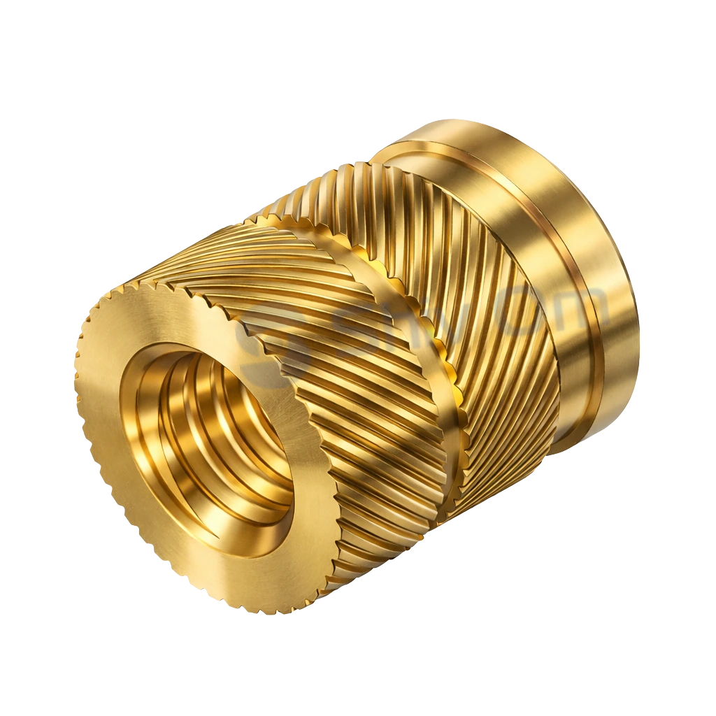 Threaded brass knurling inserts for secure mechanical fastening